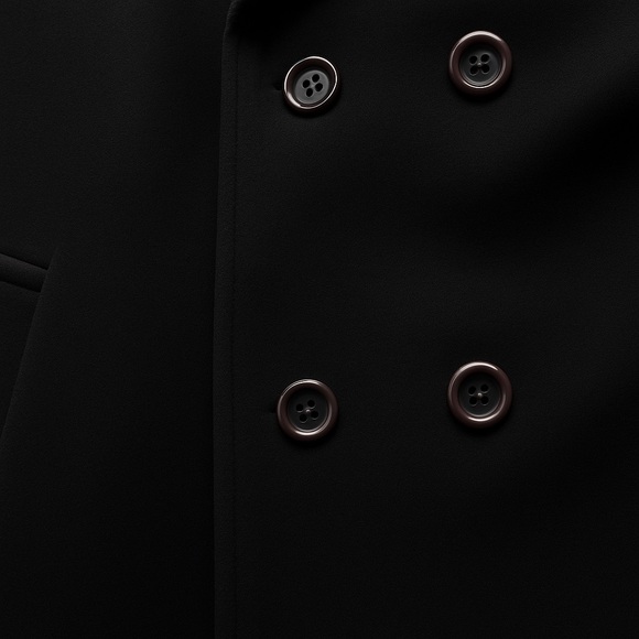 Vintage 90s Oversized Black Wool Coat with Belt – Size M - Picture 6 of 13